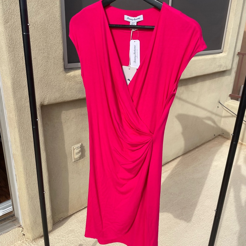 NWT Tommy Bahama Pink Draped Dress with Cap Sleeve